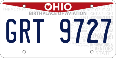 OH license plate GRT9727