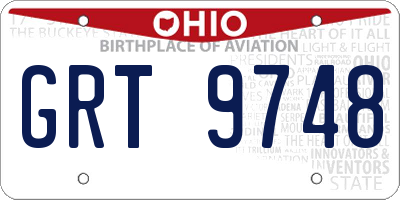 OH license plate GRT9748