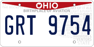 OH license plate GRT9754