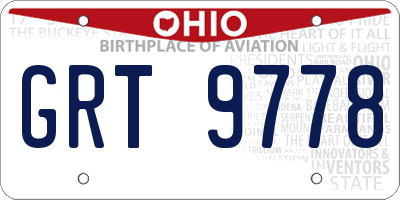 OH license plate GRT9778