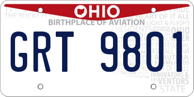 OH license plate GRT9801