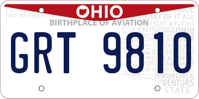 OH license plate GRT9810