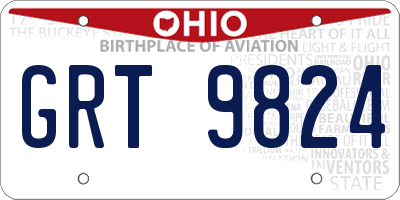 OH license plate GRT9824