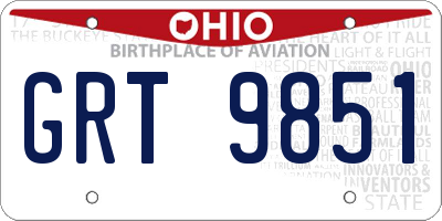 OH license plate GRT9851