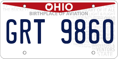 OH license plate GRT9860