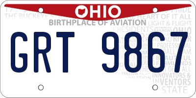 OH license plate GRT9867