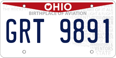 OH license plate GRT9891
