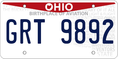 OH license plate GRT9892