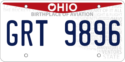 OH license plate GRT9896