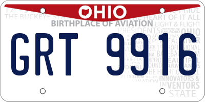OH license plate GRT9916
