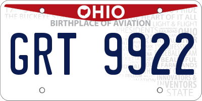 OH license plate GRT9922