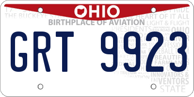 OH license plate GRT9923