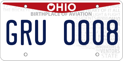 OH license plate GRU0008
