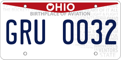 OH license plate GRU0032