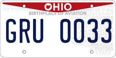 OH license plate GRU0033