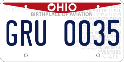 OH license plate GRU0035