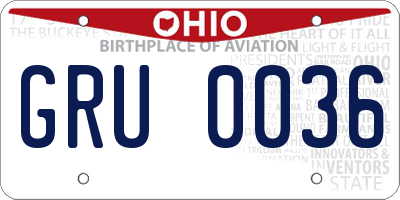 OH license plate GRU0036