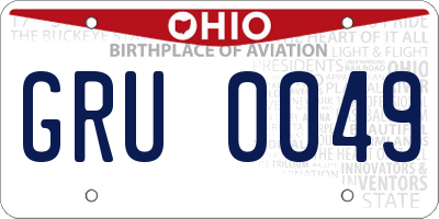 OH license plate GRU0049