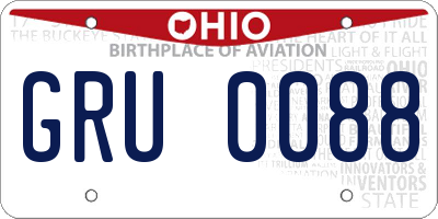 OH license plate GRU0088