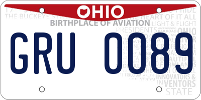 OH license plate GRU0089