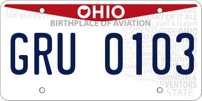 OH license plate GRU0103