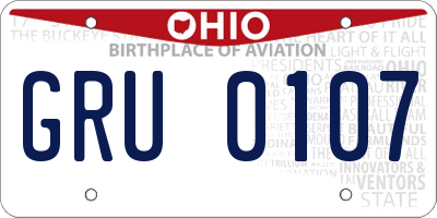 OH license plate GRU0107