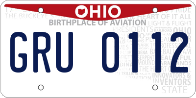 OH license plate GRU0112