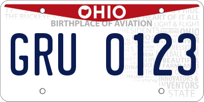 OH license plate GRU0123