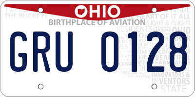 OH license plate GRU0128
