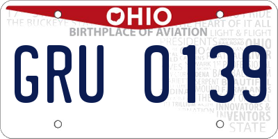 OH license plate GRU0139
