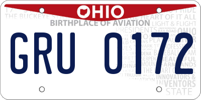 OH license plate GRU0172