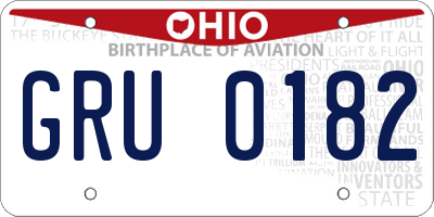 OH license plate GRU0182