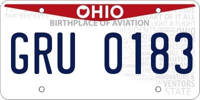 OH license plate GRU0183