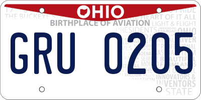 OH license plate GRU0205