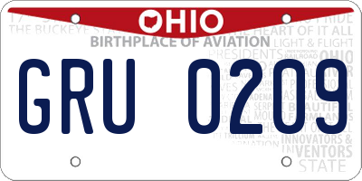 OH license plate GRU0209