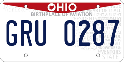 OH license plate GRU0287