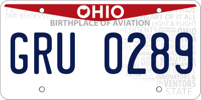OH license plate GRU0289