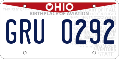 OH license plate GRU0292