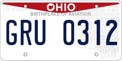 OH license plate GRU0312