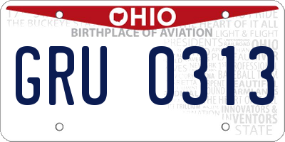 OH license plate GRU0313