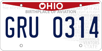 OH license plate GRU0314
