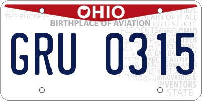 OH license plate GRU0315