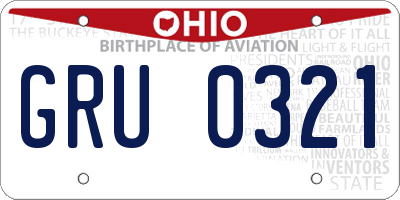 OH license plate GRU0321