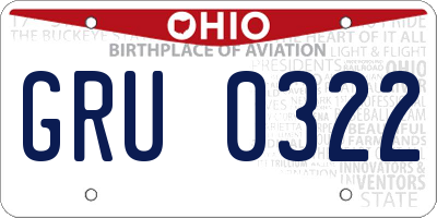 OH license plate GRU0322