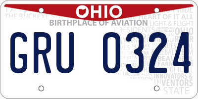 OH license plate GRU0324