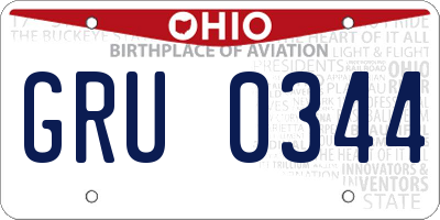OH license plate GRU0344