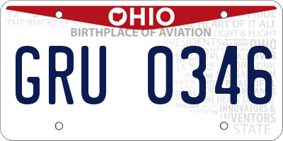 OH license plate GRU0346