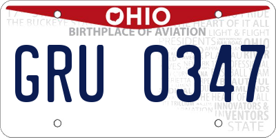 OH license plate GRU0347