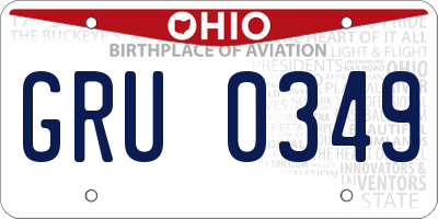 OH license plate GRU0349