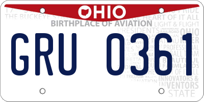 OH license plate GRU0361